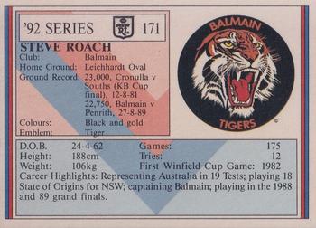 1992 Regina NSW Rugby League #171 Steve Roach Back